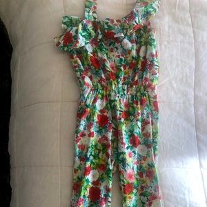 Girls Mayoral Floral Jumpsuit